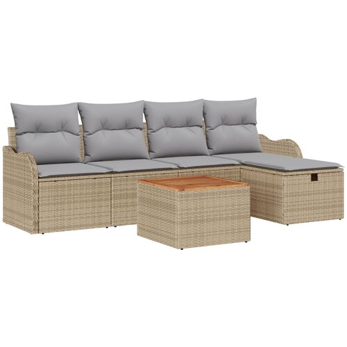 vidaXL 6-delni vrtni sofa set z blazinami Bež poli ratan, 2-sedežni vrtni sofa z blazinami Bež poli ratan Cene