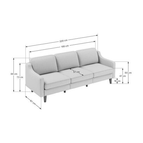 Atelier Del Sofa Trosed Robin Extra 3, 220x84x87cm, Svijetlo roza Slike