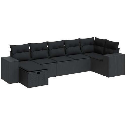 VidaXL 7-dijelni set vrtnih sofa od poliratana s jastucima crni Slike