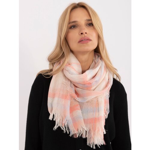 Fashion Hunters Light beige and peach scarf with fringe Slike