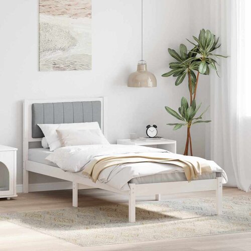  Krevetni okvir s tapiciranim uzglavljem Svijetlo siva Bijela 75 x 190 cm Slike