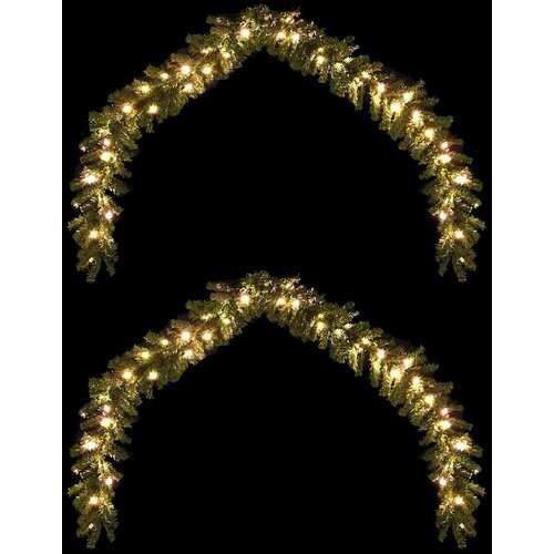  Božićni vijenci s 600 LED svjetlima 2 pcs Zelena PVC Slike