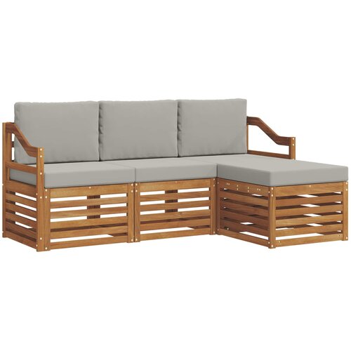  Set vanjskih sofa 4 kom. Prirodna i svijetlo siva Bijela 185,5 x 122,5 x 73 cm Slike