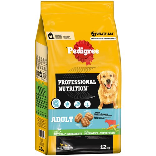 Pedigree Professional Nutrition Adult z govedino in zelenjavo - Varčno pakiranje: 2 x 12 kg Cene