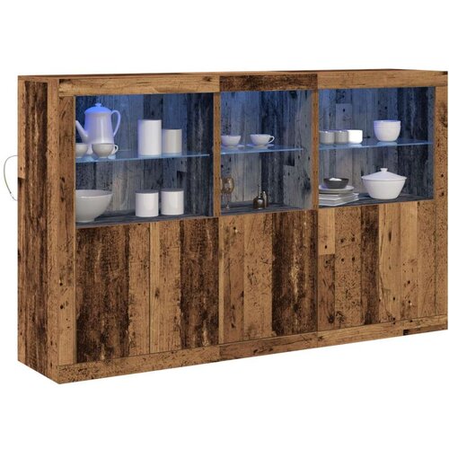  Sideboard s LED Svjetlima Staro Drvo 162x37x100 cm Slike