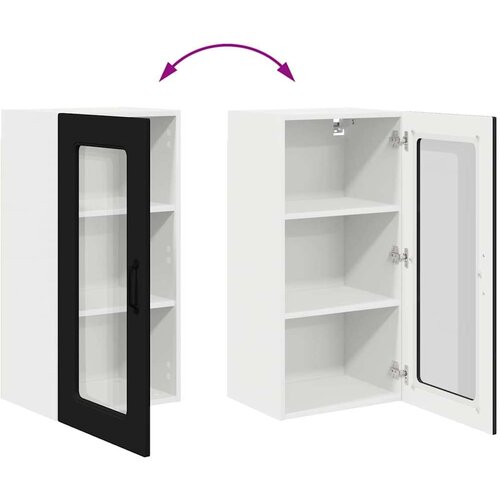 VidaXL Zidni kuhinjski ormarić s policom 2 pcs Crna 40 x 31 x 80 cm Slike