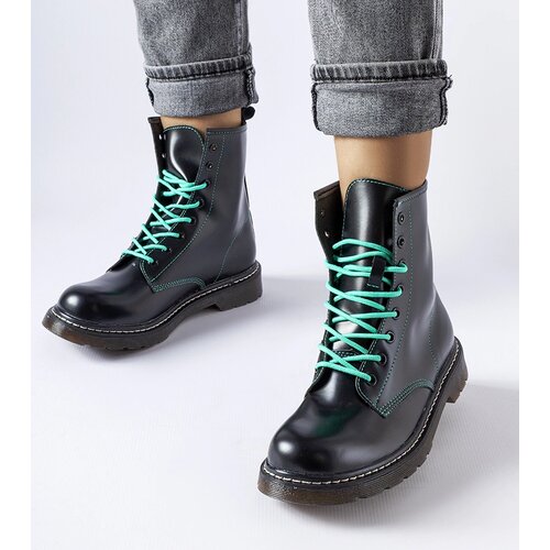 Gemre Black boots with decorative green stitching Rocco Cene