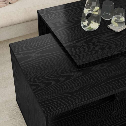  Set stolića za kavu 2 pcs Crni hrast Konstruirano drvo Slike