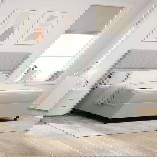 Box Spring Krevet s Madracem &amp LED Svjetlom Svijetlosivi 160x200 cm Baršun Cijene