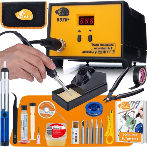 Rosfix 937D+ Spajkalna Postaja ProKit – 60W, LCD 200–480°C, ESD Safe | 6 Grotov, Organizer 265×140×50 mm, (5000356476) Cene