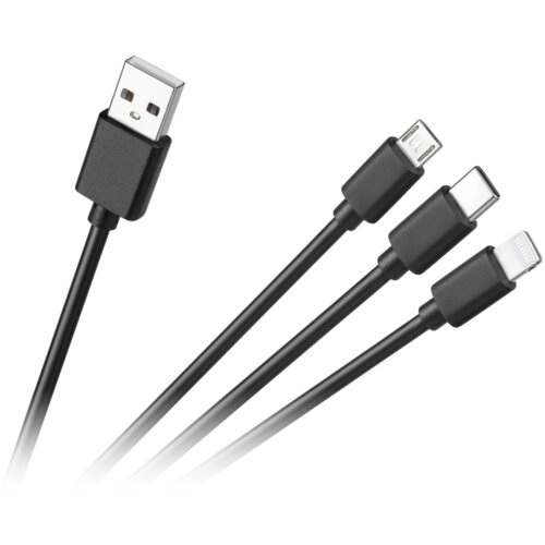 Cabletech 3-u-1 priključni kabel, USB A - micro/C/lightning 1,2 m Slike