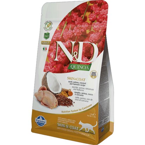 N&d Quinoa Skin and Coat, Kinoa i Prepelica - 1.5 kg Cene