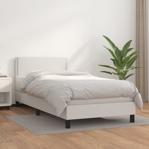 The Living Store Box spring postelja z vzmetnico bel 100x200 cm umetno usnje - Box Spring Postelja, (21518713) Slike