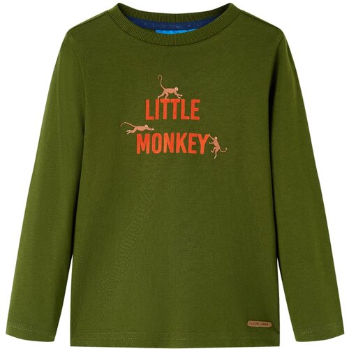 VidaXL Otro&amp;scaron;ka majica z dolgimi rokavi potisk Little Monkey temno kaki 92 Slike