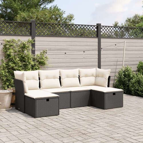 VidaXL 6-dijelni set vrtnih sofa s jastucima crni od poliratana Slike