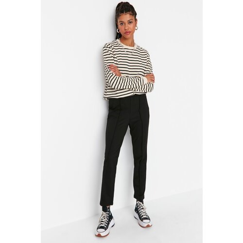 Trendyol Black Rib Stitched Slim Knitted Sweatpants Slike