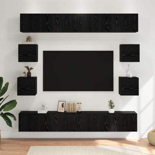  Komplet TV omaric 8 pcs 100 x 30 x 30 cm Črni hrast, (5000247556) Cene