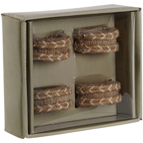  Prstan iz prtička DKD Home Decor Naraven Juta Mangov les 6 x 3 x 6 cm 4 Kosi Slike