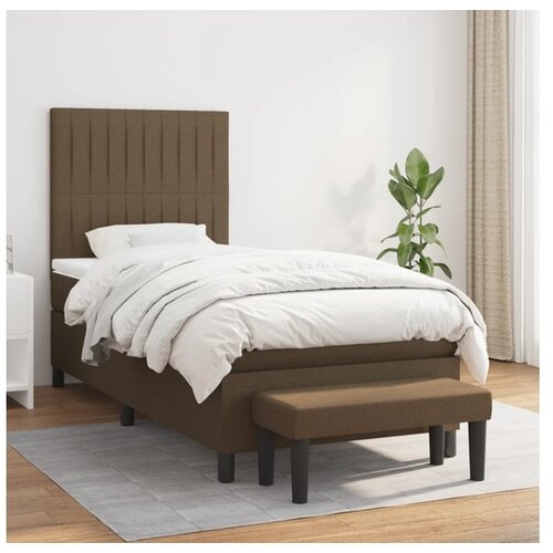 vidaXL Box spring postelja z vzmetnico temno rjav 90x190 cm Cene