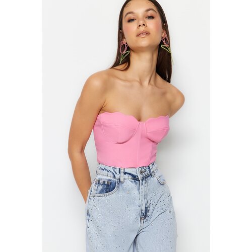 Trendyol Crop Top - Pink - Plain Slike