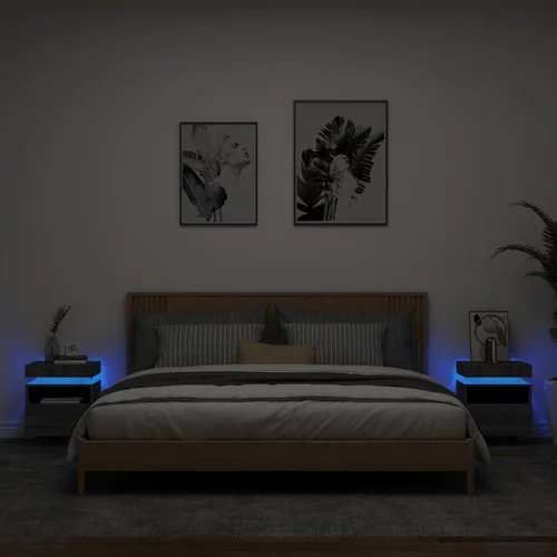 vidaXL Noćni ormarići s LED svjetlima 2 kom boja hrasta 40x39x48 5 cm