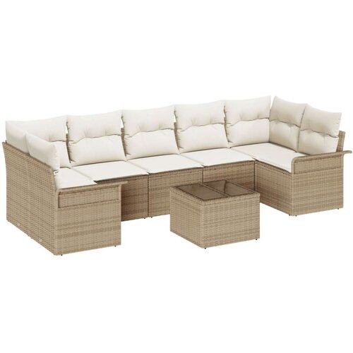  8-dijelni vrtni kauč set s jastučićima Bež poli ratan Cijene