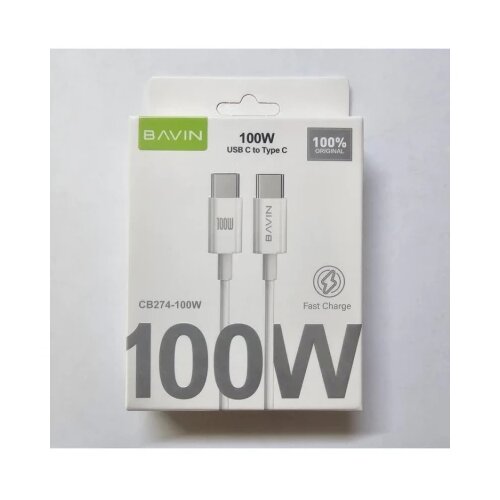 BAVIN kabl 100W 1m type-C na type-C bela Slike