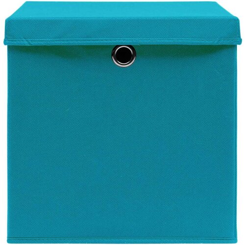  Kutije za pohranu s poklopcima 4 kom svjetloplave 32x32x32 cm Slike