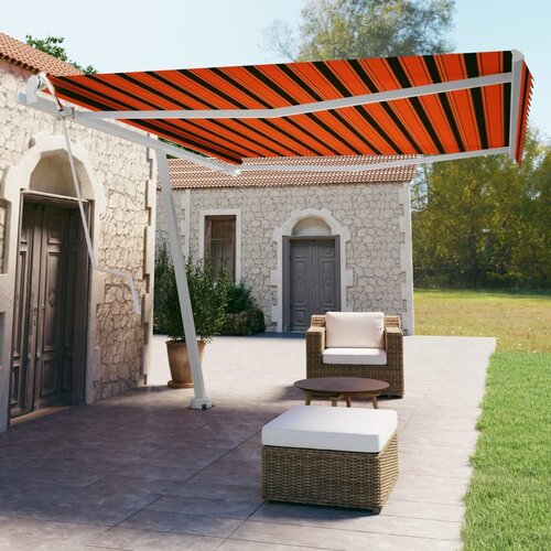 VidaXL Samostojeća automatska tenda 450x350 cm narančasto-smeđa Slike