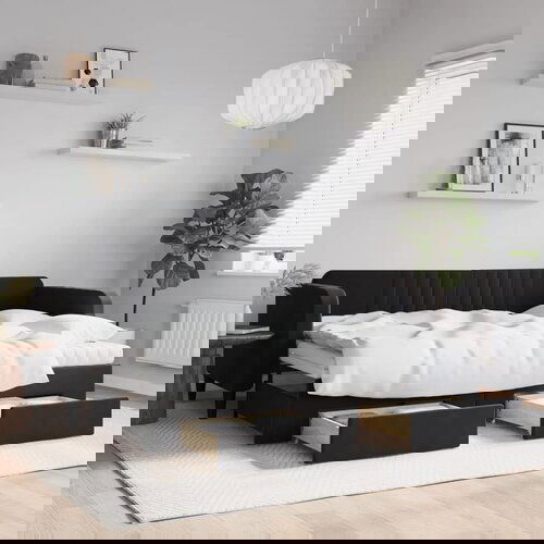VidaXL Dnevni krevet na razvlačenje s ladicama crni 80 x 200 cm bar&amp;scaron;un Slike