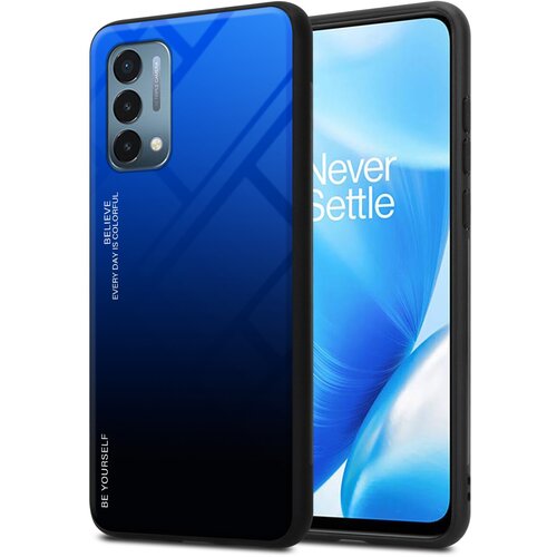 Cadorabo Ohi&scaron;je, združljiv z OnePlus v modri barvi - črni - dvobarvni za&scaron;čitni pokrov iz silikona TPU in hrbta iz kaljenega stekla, (20598998) Cene