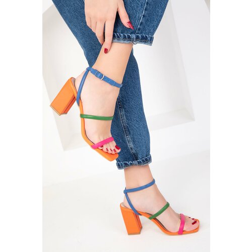 Soho orange-multi Women's Classic Heeled Shoes 17801 Slike