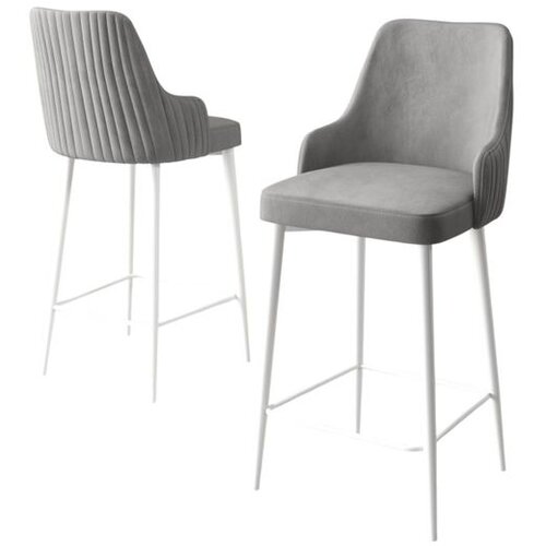 Hanah home set od 4 barskih stolica Tera, siva tkanina Babyface, bele metalne noge Cene