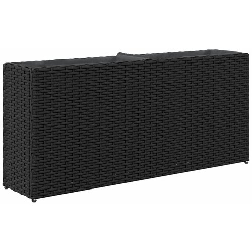  Vrtna sadilica s 2 posude crna 90 x 20 x 40 cm od poliratana Slike