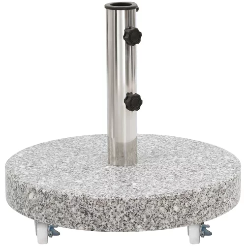 vidaXL Podstavek za senčnik granit 30 kg okrogel siv