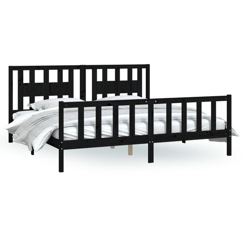  Okvir za krevet s uzglavljem crni masivna borovina 200 x 200 cm Slike