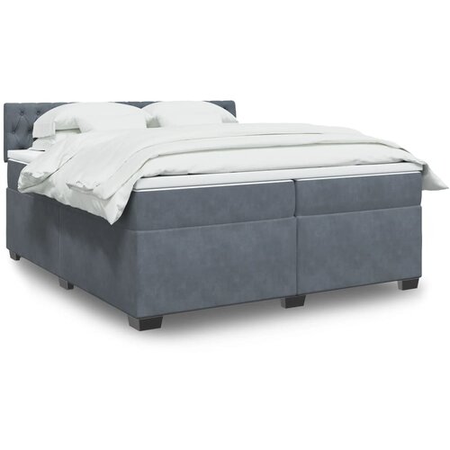 VidaXL Box spring postelja z vzmetnico temno siva 200x200 cm žamet Slike