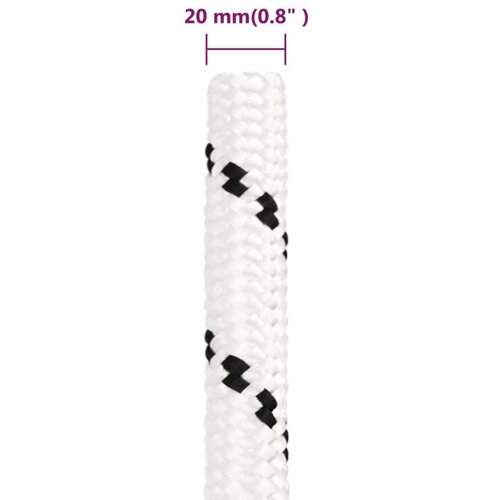 VidaXL Pleteni brodski konop bijeli 20 mm x 100 m poliesterski Slike