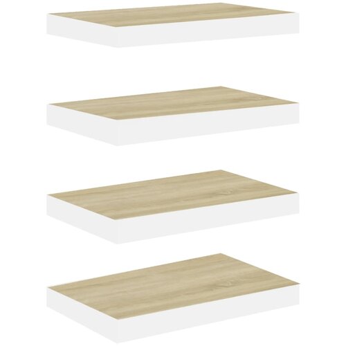 Maison Chic 4 kosi Stenske Police - Viseče police barva hrasta in bela 40x23x3,8 cm MDF, (21758755) Slike