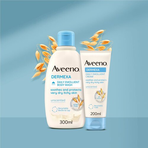 Aveeno Dermexa Daily Emollient Body Wash umirujući i za&amp;scaron;titni gel za tu&amp;scaron;iranje za vrlo suhu i svrbežnu kožu 300 ml za žene Slike