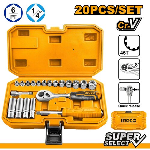Ingco SET GEDORA 1/4 20/1 HKTS14201 Slike