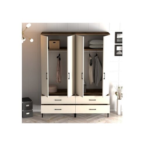 Hanah home kumsal tt - walnut, cream walnutcream wardrobe Slike