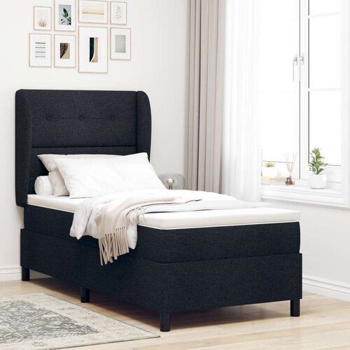 Box Spring Postelja z Vzmetnico Črna 100x200 cm Tkanina, (22051146) Cene