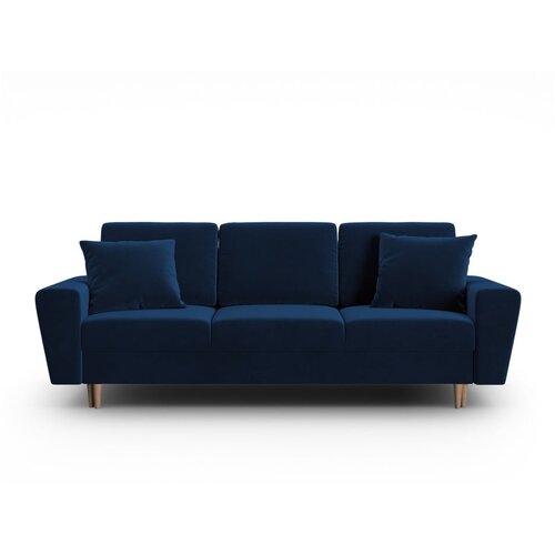 Cosmopolitan Design Modra žametna raztegljiva sedežna garnitura s prostorom za shranjevanje 235 cm Kyoto &amp;ndash; Slike