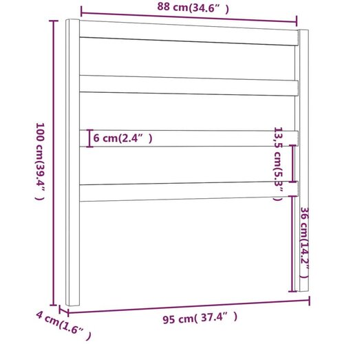  Uzglavlje za krevet sivo 95 x 4 x 100 cm od masivne borovine Slike
