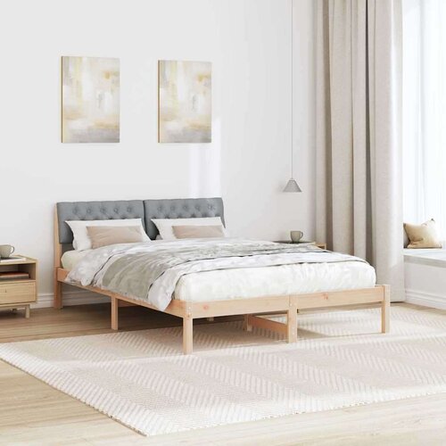  Okvir kreveta s uzglavljem Smeđa i svijetlo siva 135 x 190 cm Slike