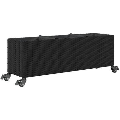  Vrtna sadilica s kotačima 3 posude crna 107x32x38 cm poliratan Slike