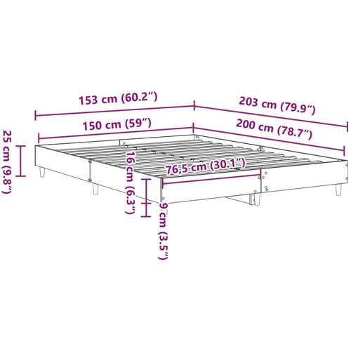  Krevetni okvir Crna hrastovina 150x200 cm Inženjersko drvo Slike