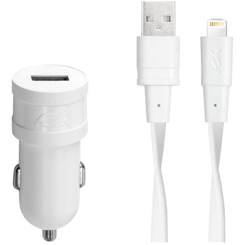  Avto polnilec RivaPower VA4215 WD2 White 1A / 1xUSB + kabel MFi Lightning 1.2m Slike