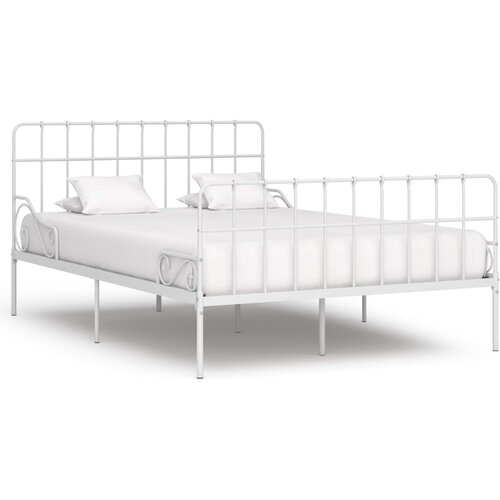 VidaXL Okvir za krevet s podnicama bijeli metalni 140 x 200 cm Slike
